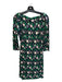 Diane Von Furstenberg Size 8 Green Black & White Silk Boat Neck Rouched Dress Green Black & White / 8