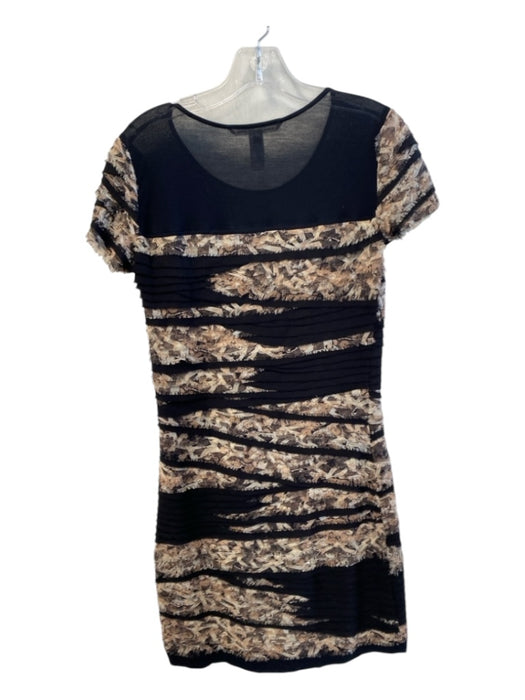 Diane Von Furstenberg Size M Black, Brown & Cream Silk Blend layered Dress Black, Brown & Cream / M