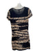 Diane Von Furstenberg Size M Black, Brown & Cream Silk Blend layered Dress Black, Brown & Cream / M