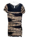 Diane Von Furstenberg Size M Black, Brown & Cream Silk Blend layered Dress Black, Brown & Cream / M