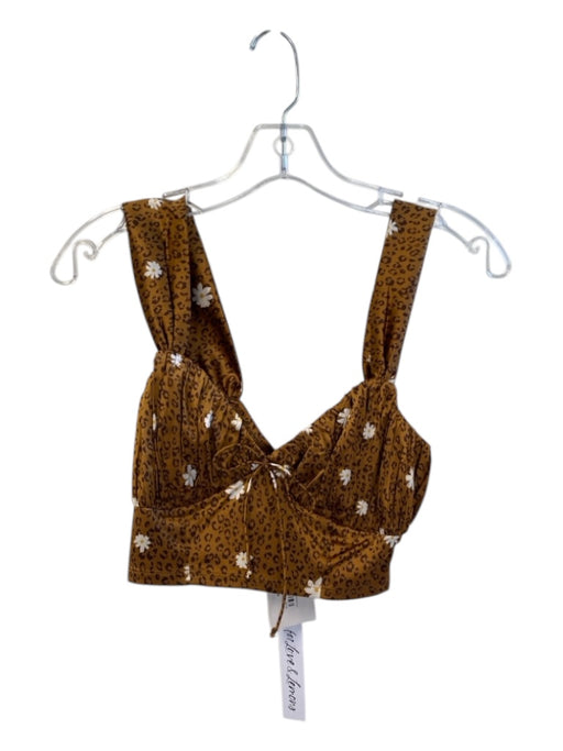 Love & Lemonade Size Love & Lemons Bronze Poly Bra Top Shinny Skirt Set Bronze / Love & Lemons