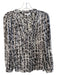 Milly Size 4 Black & White Silk Flowy Splatter Paint Round split neck Top Black & White / 4