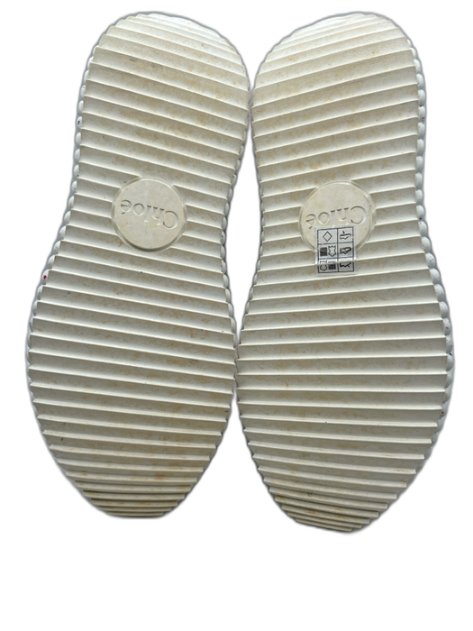 Chloe Shoe Size 37 Blue, Beige, Multi Synthetic Low Top Lace Up Sneakers Blue, Beige, Multi / 37