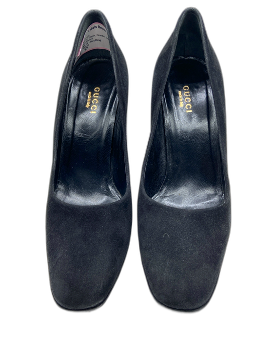 Gucci Shoe Size 37 Black Suede Square Toe Pumps Black / 37