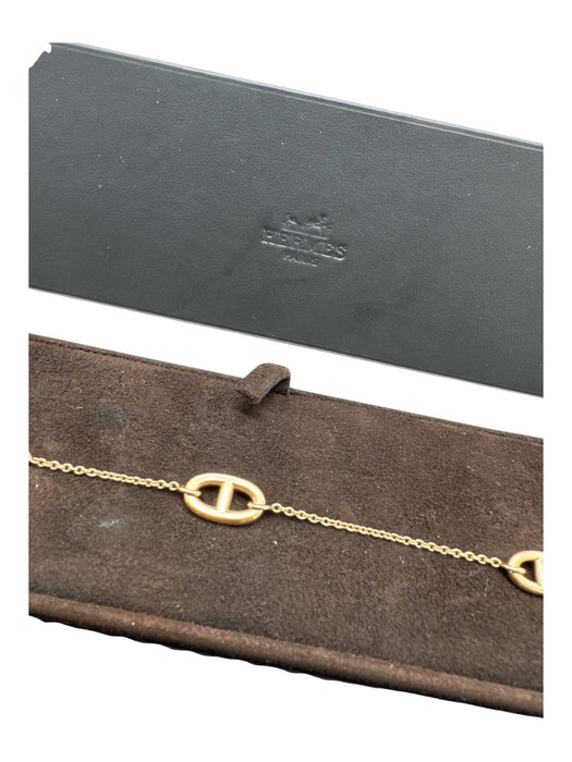 Hermes Gold Tone 18k Gold Chain Geometric Toggle Clasp Bracelet Gold Tone