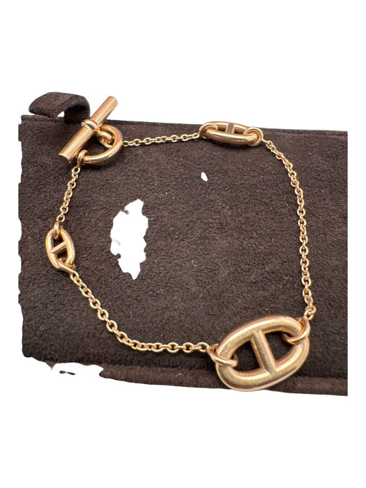 Hermes Gold Tone 18k Gold Chain Geometric Toggle Clasp Bracelet Gold Tone