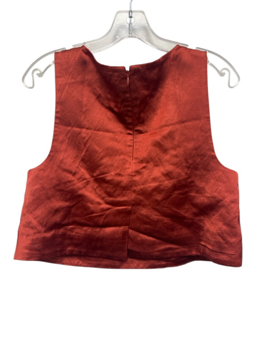 Posse Size S Rust Red Linen Blend Sleeveless Square Neck Crop Back Zip Top Rust Red / S