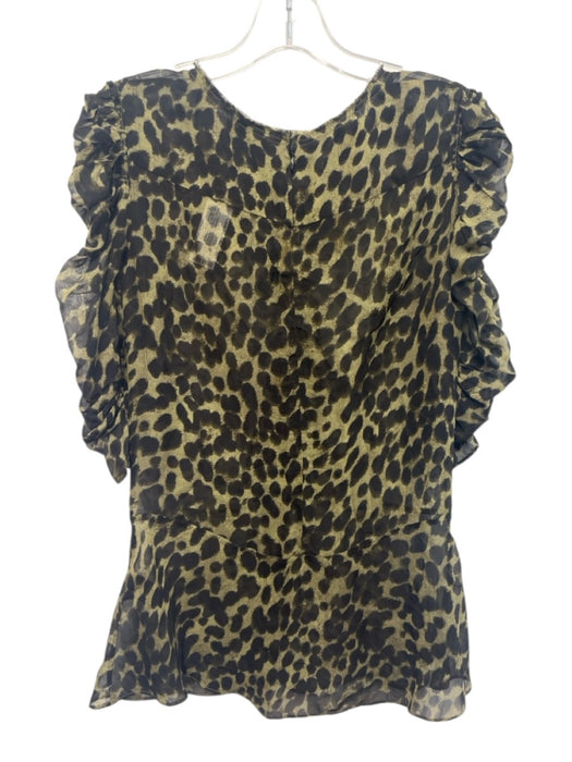 Isabel Marant Etoile Size 38 Green & Black Viscose Sheer Animal Print Ruched Top Green & Black / 38