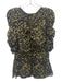 Isabel Marant Etoile Size 38 Green & Black Viscose Sheer Animal Print Ruched Top Green & Black / 38