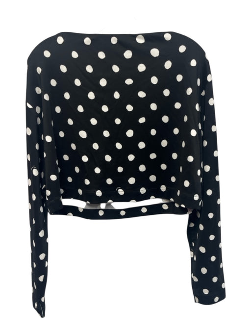 Marni Size 40 Black & White Viscose Blend Polka Dots Boat Neck Long Sleeve Top Black & White / 40
