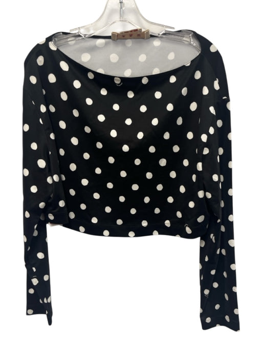 Marni Size 40 Black & White Viscose Blend Polka Dots Boat Neck Long Sleeve Top Black & White / 40
