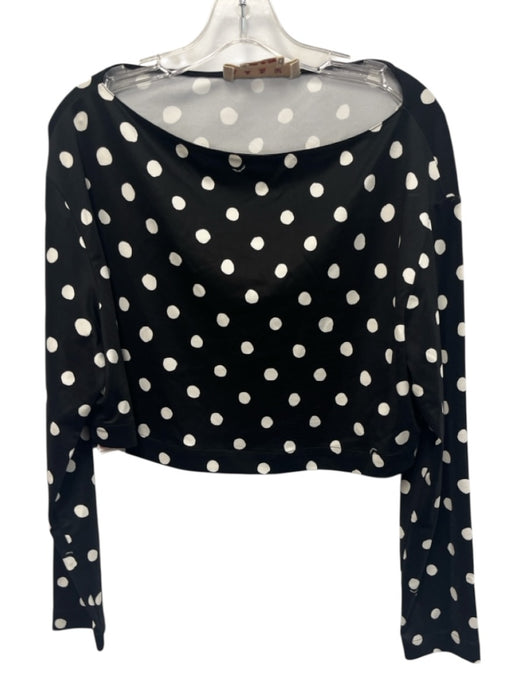Marni Size 40 Black & White Viscose Blend Polka Dots Boat Neck Long Sleeve Top Black & White / 40