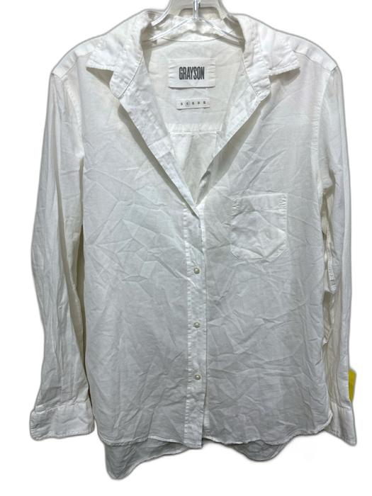 Grayson Size 2 White Cotton Semi Sheer Long Sleeve pocket Button Down Top White / 2
