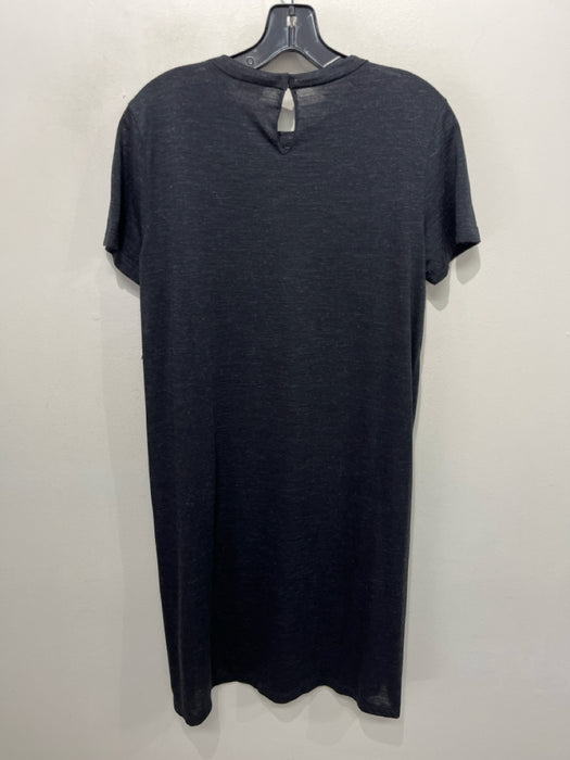 Brunello Cucinelli Size Large Dark Gray Wool Blend Short Sleeve Heathered Dress