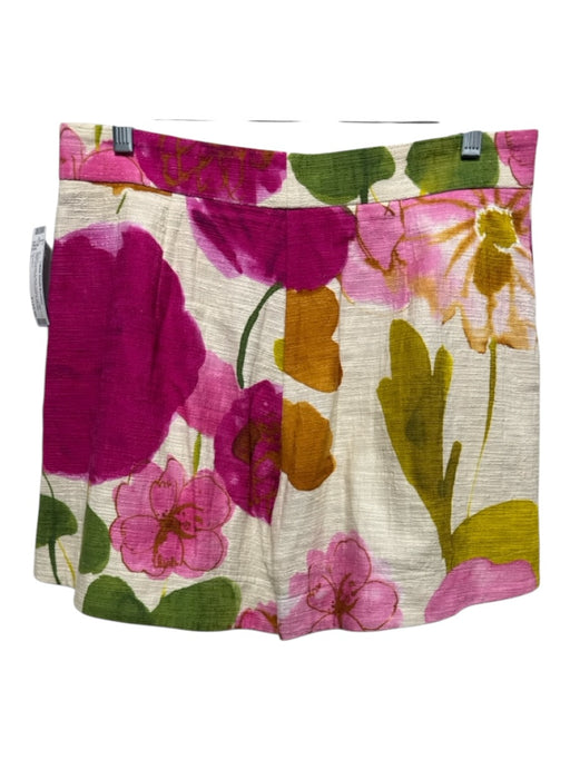 Double J Size L White, Purple, & Multi Cotton Zip Fly High Rise Floral Shorts White, Purple, & Multi / L