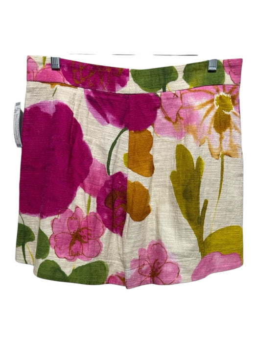 Double J Size L White, Purple, & Multi Cotton Zip Fly High Rise Floral Shorts White, Purple, & Multi / L