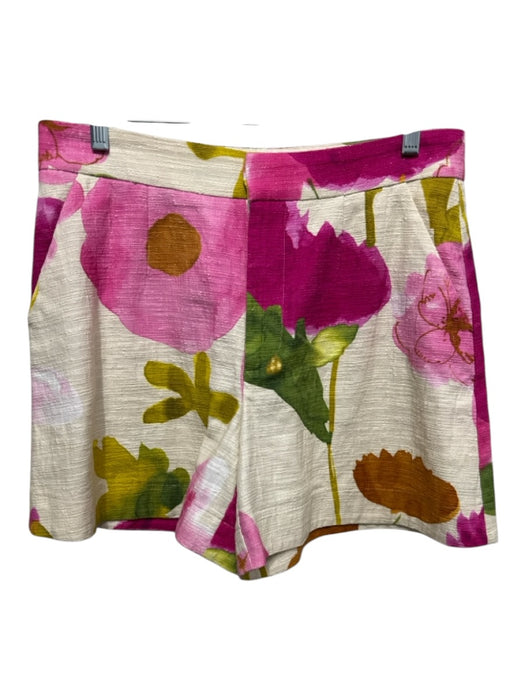 Double J Size L White, Purple, & Multi Cotton Zip Fly High Rise Floral Shorts White, Purple, & Multi / L