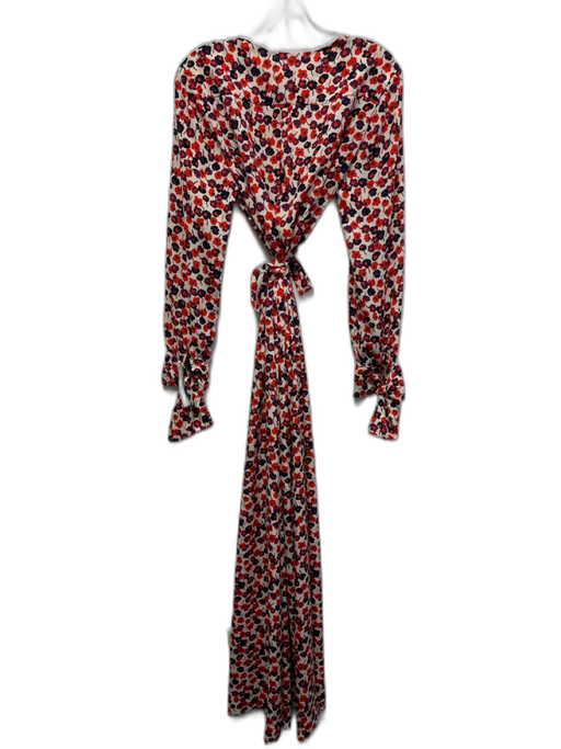 SONIA by Sonia Rykiel Size 40 Red, Blue, Purple Polyester Long Sleeve Wrap Dress Red, Blue, Purple / 40