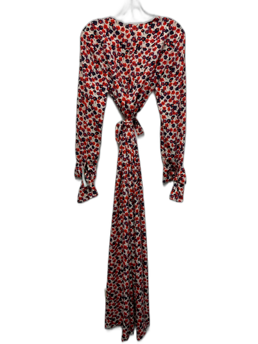 SONIA by Sonia Rykiel Size 40 Red, Blue, Purple Polyester Long Sleeve Wrap Dress Red, Blue, Purple / 40