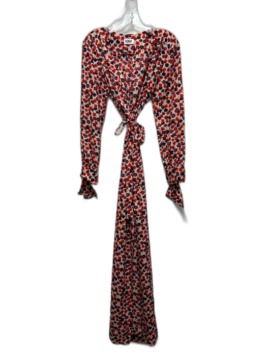 SONIA by Sonia Rykiel Size 40 Red, Blue, Purple Polyester Long Sleeve Wrap Dress Red, Blue, Purple / 40
