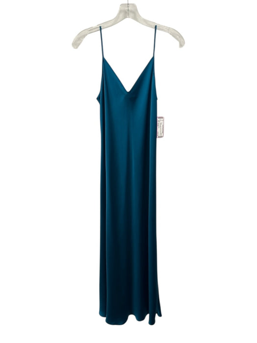 Beautiful People Size Small Teal Blue Silk Spaghetti Strap Bias Cut Midi Dress Teal Blue / Small