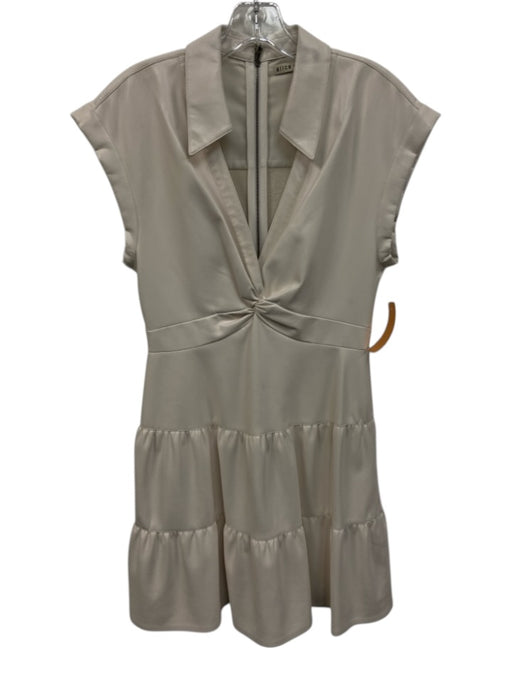 Alice + Olivia Size 6 Off White Polyurethane Short Sleeve faux leather Dress Off White / 6