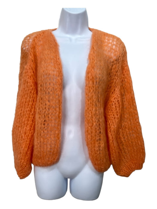 Maiami Size XS Cantaloupe Orange Mohair Balloon Sleeve Hole Details Sweater Cantaloupe Orange / XS