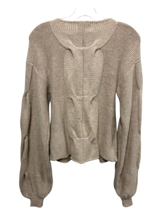 Boskemper Size XS Tan Beige Nylon Blend Cable Knit Long Sleeve Sweater Tan Beige / XS