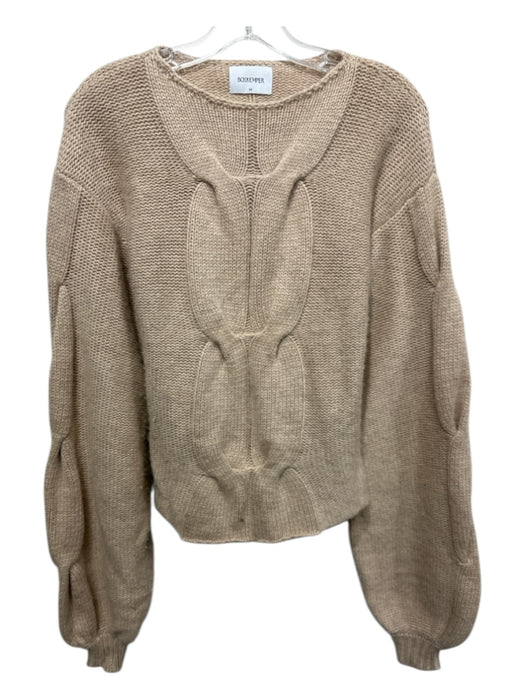 Boskemper Size XS Tan Beige Nylon Blend Cable Knit Long Sleeve Sweater Tan Beige / XS