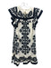 Sea New York Size S White & Black Cotton Ruffle Cap Sleeve Knee Length Dress White & Black / S