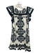 Sea New York Size S White & Black Cotton Ruffle Cap Sleeve Knee Length Dress White & Black / S