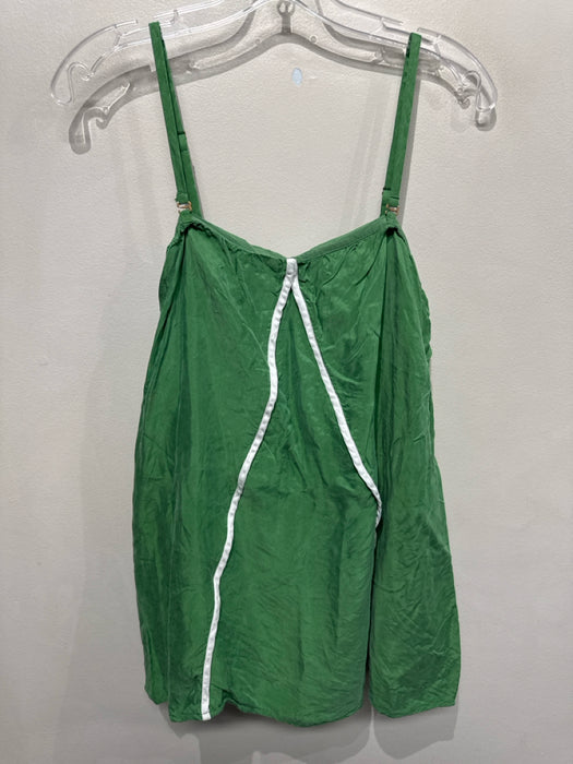 Sancia Size XS Green & White Cupro Blend Piping A Line Adjustable Straps Top
