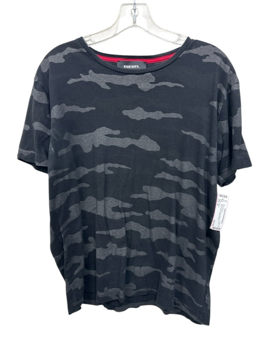 Diesel Size M Black & Gray Cotton Blend Camo T shirt Crew Men's Short Sleeve Black & Gray / M
