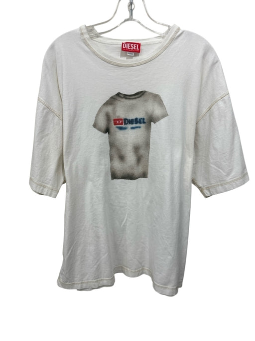 Diesel Size M White Cotton T shirt Crew Men's Short Sleeve White / M