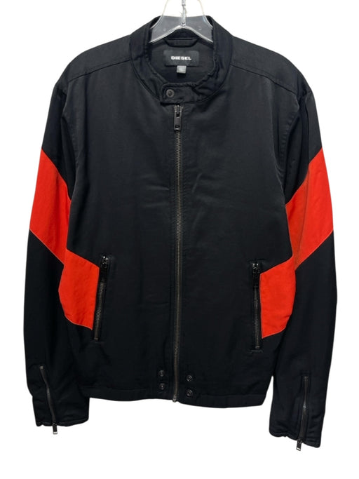 Diesel Size XL Black & Red Synthetic Two Tone Moto Men's Jacket Black & Red / XL