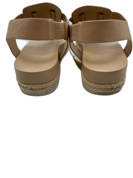 Vince Shoe Size 10 Beige Leather Upper Thong Elastic Ankle T Strap Sandals Beige / 10