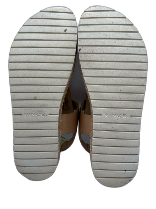 Vince Shoe Size 10 Beige Leather Upper Thong Elastic Ankle T Strap Sandals Beige / 10