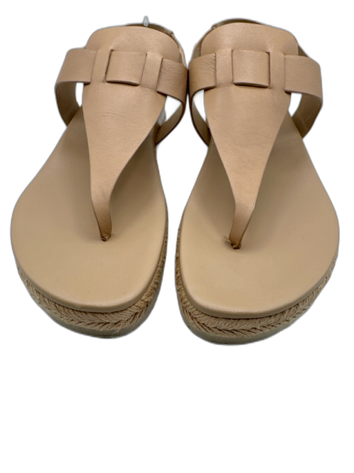 Vince Shoe Size 10 Beige Leather Upper Thong Elastic Ankle T Strap Sandals Beige / 10