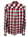 Rag & Bone Size M Red, White & Black Rayon Plaid Long Sleeve V Neck Collared Top Red, White & Black / M