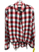 Rag & Bone Size M Red, White & Black Rayon Plaid Long Sleeve V Neck Collared Top Red, White & Black / M