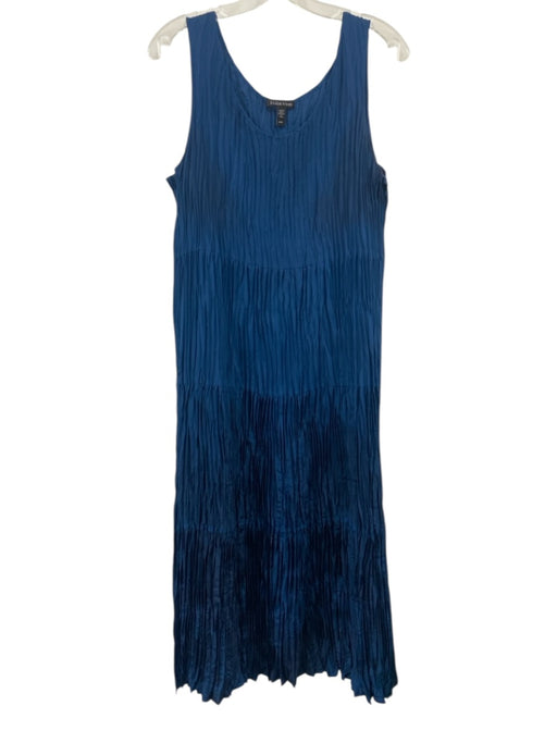Eileen Fisher Size M Dark Blue Silk Sleeveless Scrunch U Neck Dress Dark Blue / M