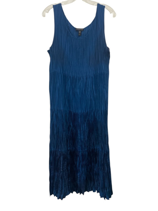 Eileen Fisher Size M Dark Blue Silk Sleeveless Scrunch U Neck Dress Dark Blue / M