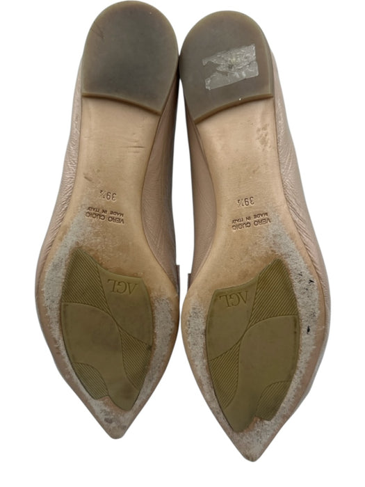 AGL Shoe Size 39.5 Blush Beige Leather Upper Patent Pointed Toe Flat Loafers Blush Beige / 39.5