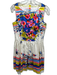 Valentino Size 42 Blue, Pink, Yellow Cotton Sleeveless Floral Gathered Dress Blue, Pink, Yellow / 42