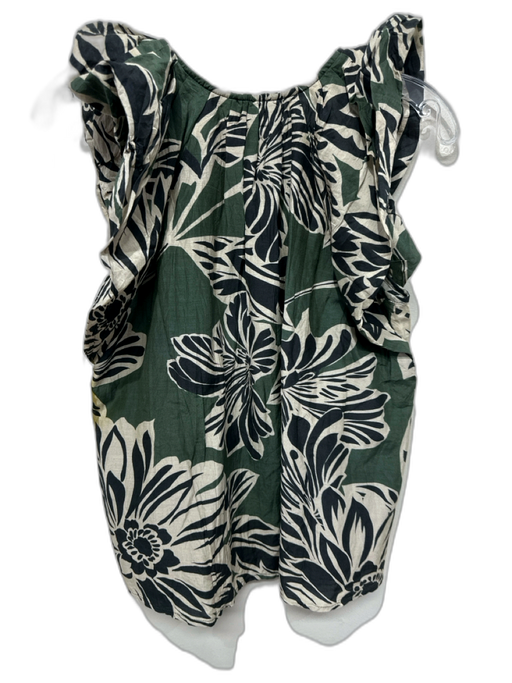 Velvet by Graham & Spencer Size Small Green, Black, Beige Cotton & Silk Top Green, Black, Beige / Small