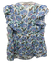 Oliphant Size Medium Blue, Green, Orange Cotton Ruffle Cap Sleeve Floral Top Blue, Green, Orange / Medium