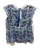 Oliphant Size Medium Blue, Green, Orange Cotton Ruffle Cap Sleeve Floral Top Blue, Green, Orange / Medium