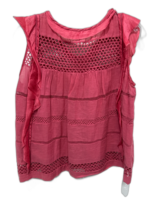 Isabel Marant Etoile Size 36 Red Cotton Blend Cap Sleeve Pin Stripe Tiered Top Red / 36