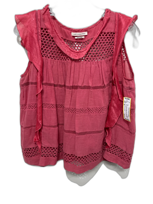 Isabel Marant Etoile Size 36 Red Cotton Blend Cap Sleeve Pin Stripe Tiered Top Red / 36