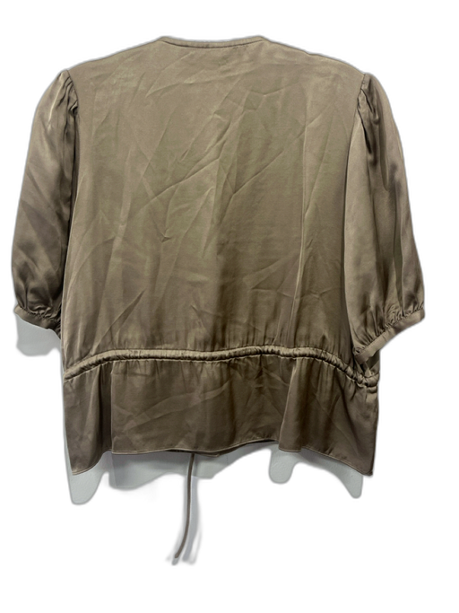 Jenni Kayne Size XS Khaki Tan Viscose Hook & Eye Drawstring Waist Satin Top Khaki Tan / XS